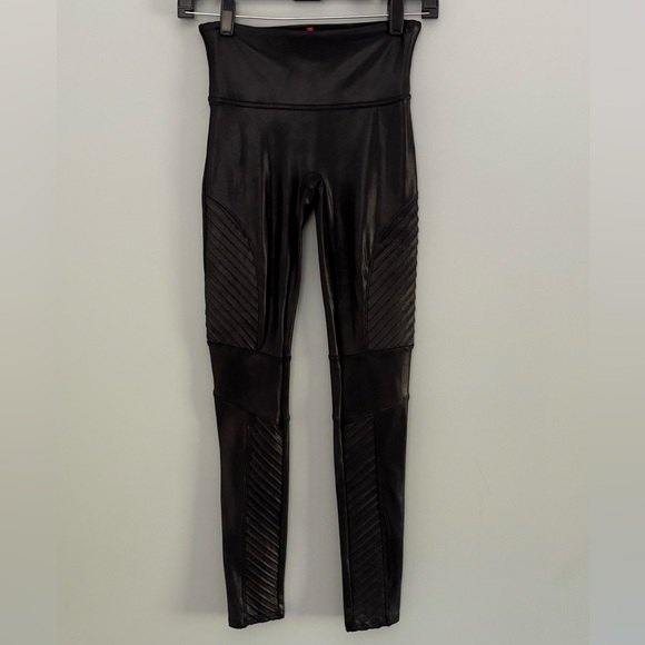 Spanx Black Faux Leather Moto Leggings Size S - Picture 2 of 10